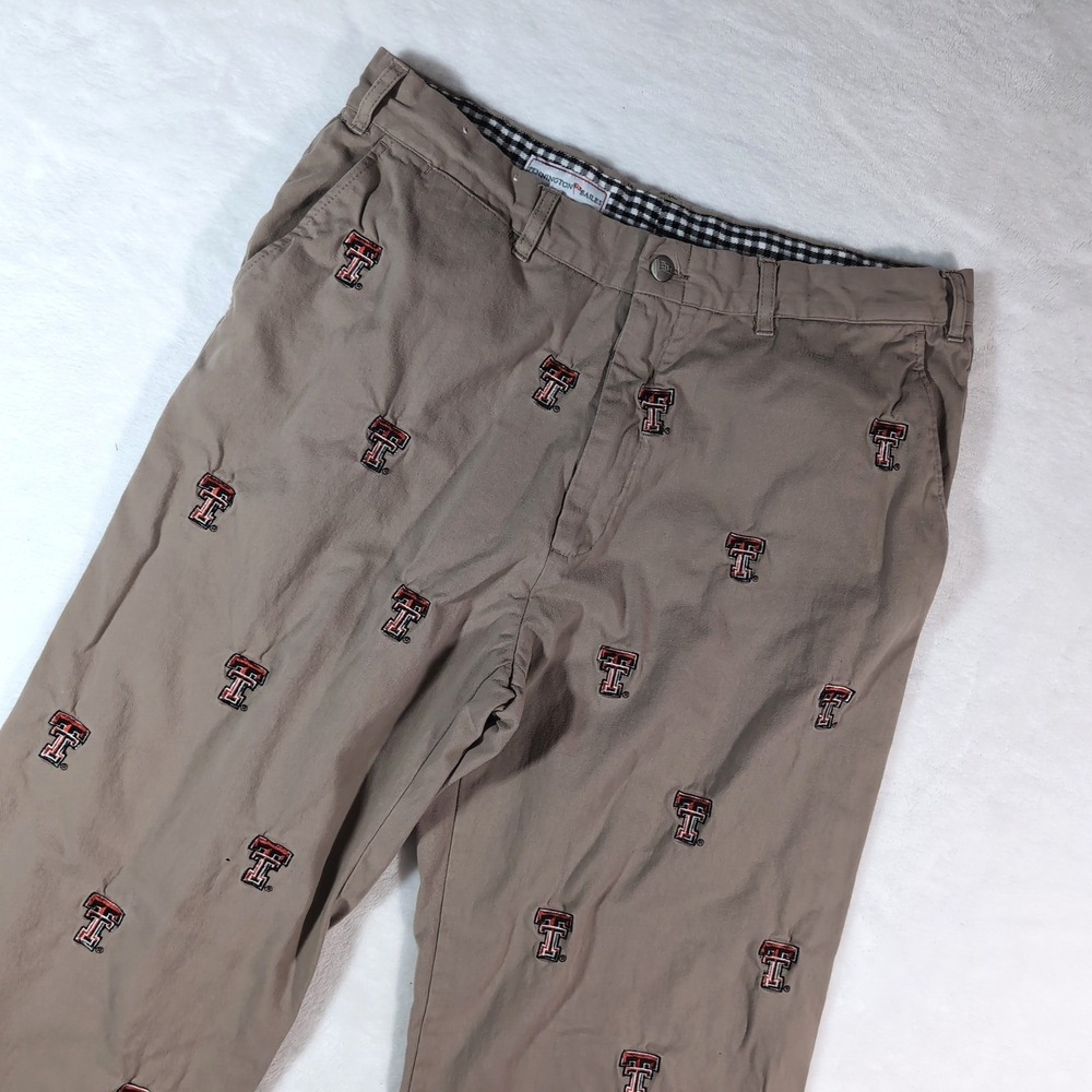Pennington & Bailes Stadium Pants Mens Size 38 Texas Tech Red Raiders AOP Khaki